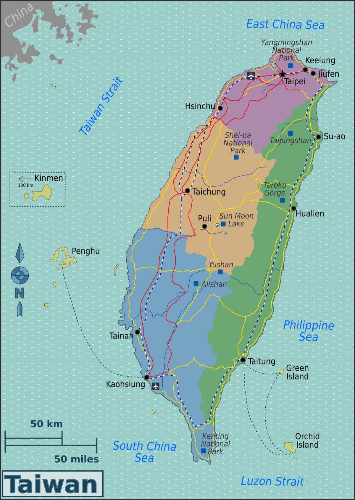 Taiwan attrazioni turistiche mappa