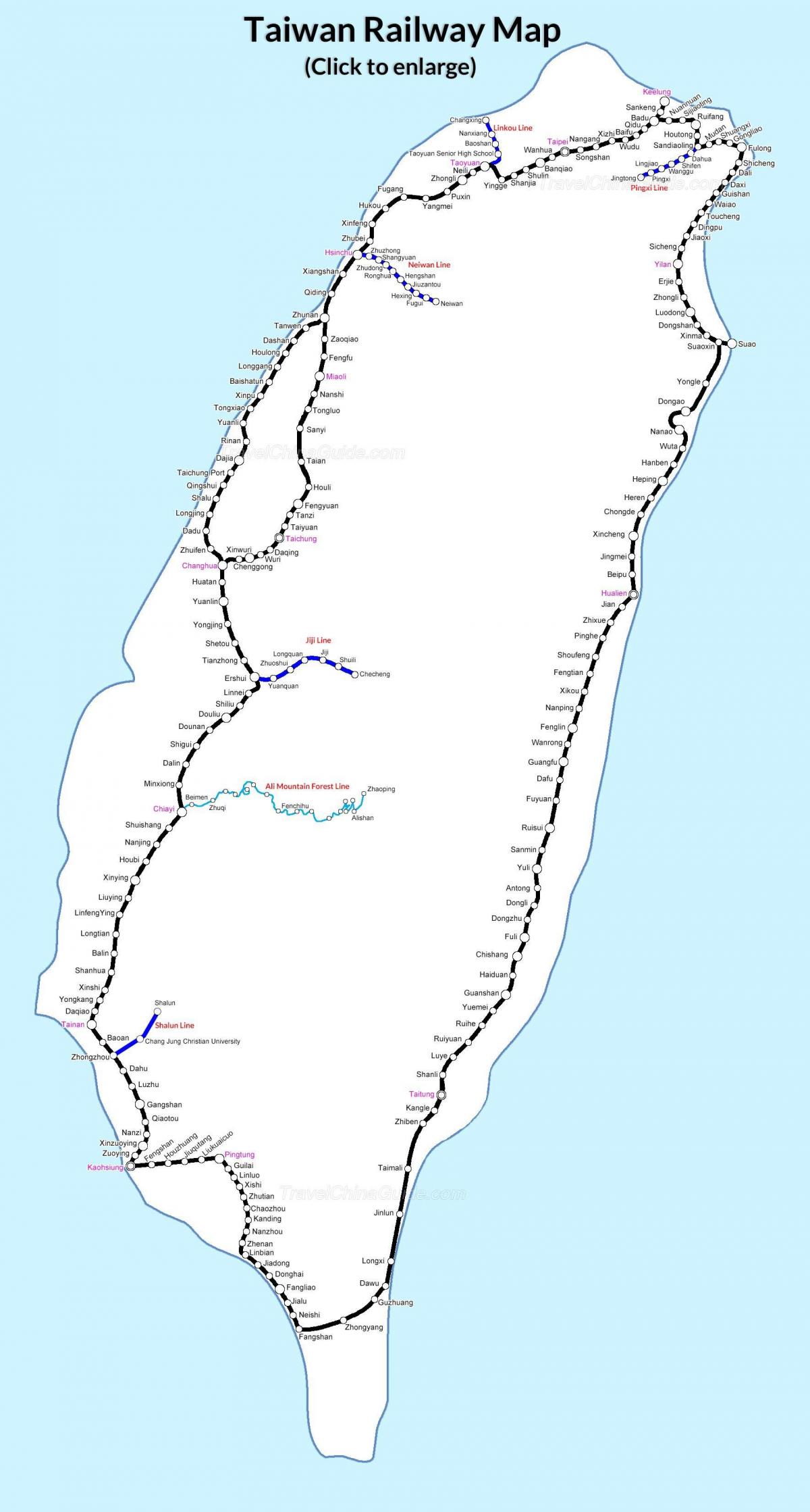 ferroviaria mappa di Taiwan