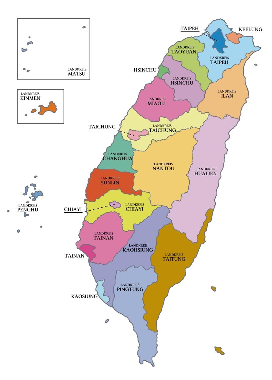 Mappa della provincia di Taiwan