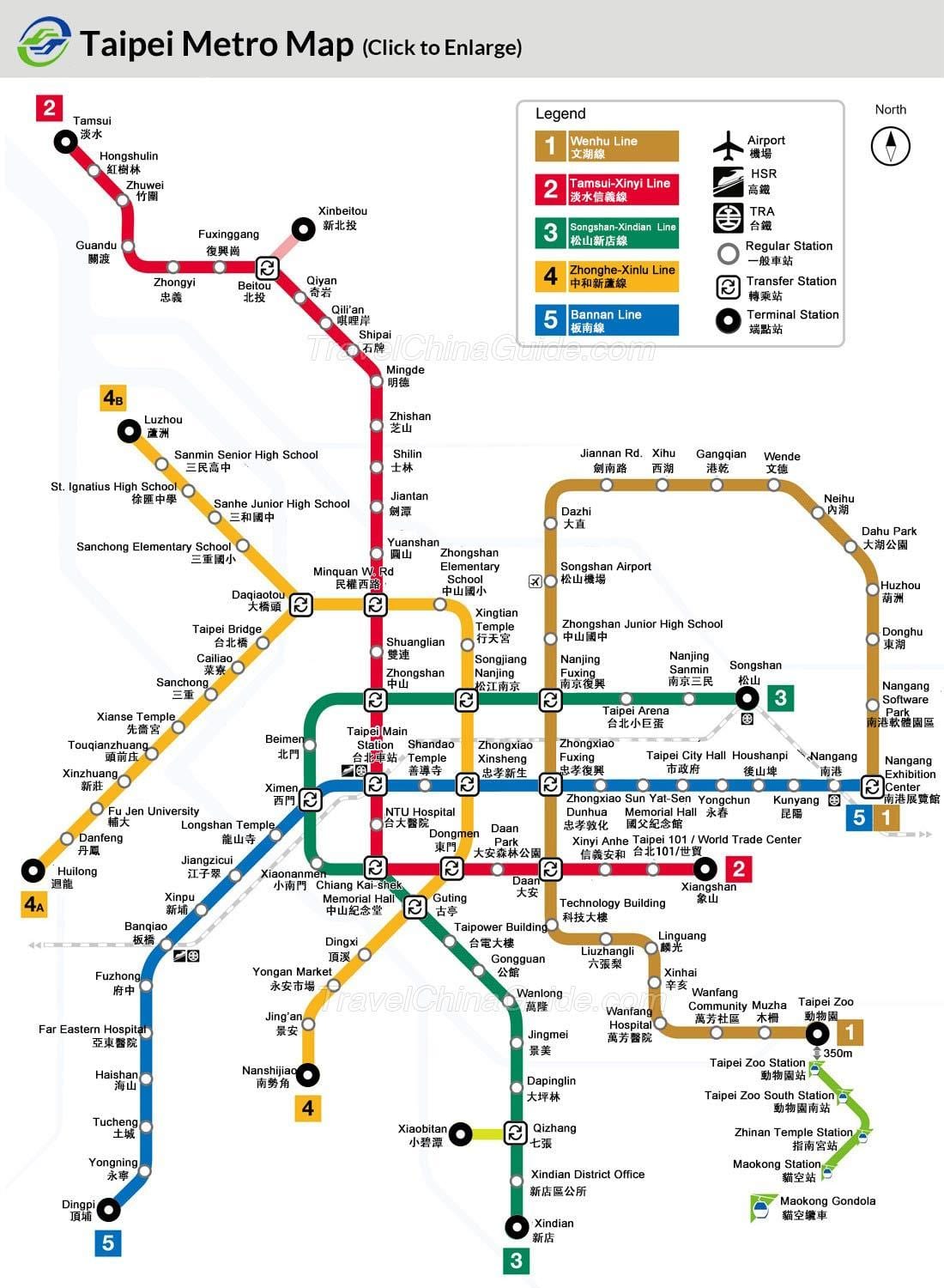 Mappa di metropolitana di Taiwan