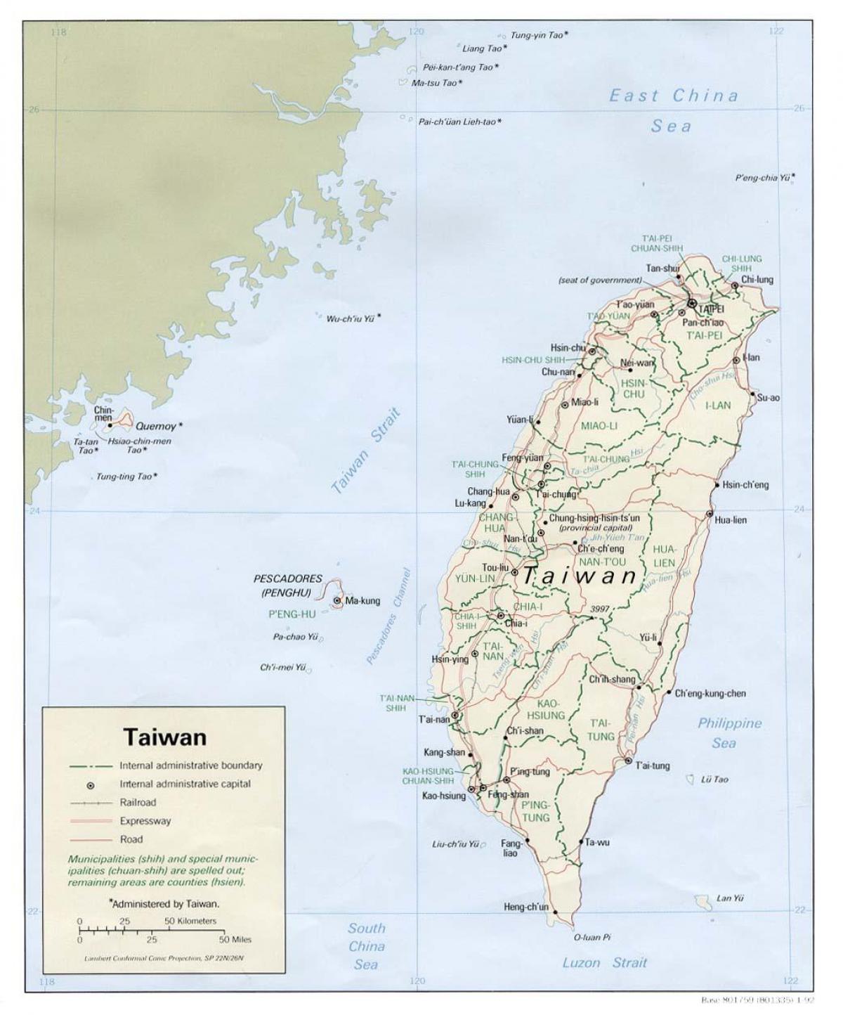 Mappa di Taiwan mrt con attrazioni