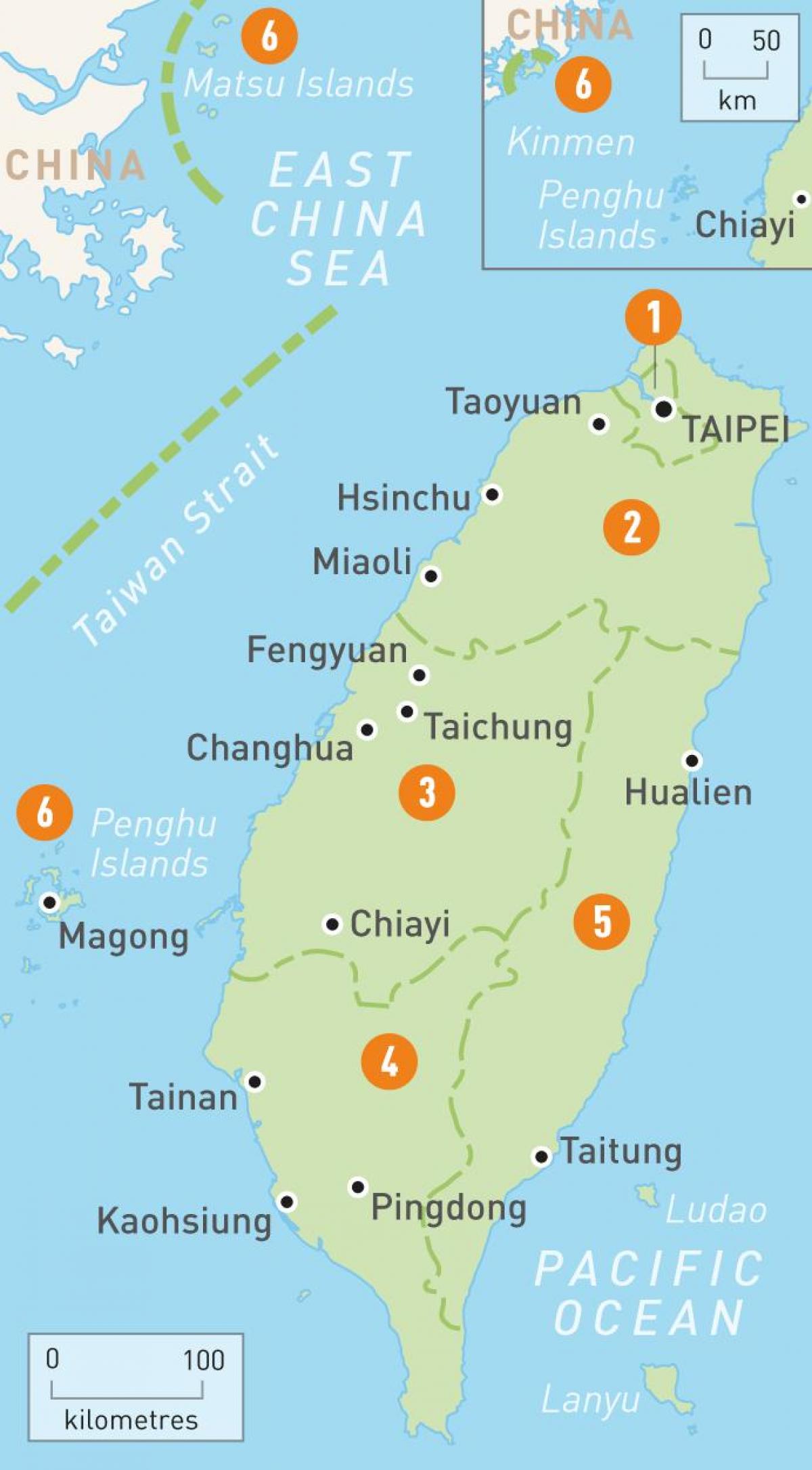 Mappa di Taiwan paese