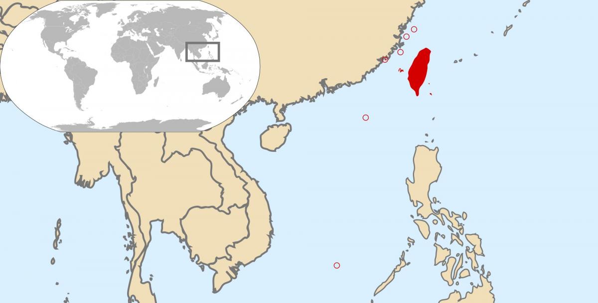 mappa del mondo che mostra Taiwan