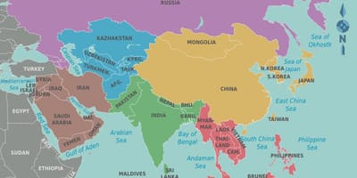 Mappa di Taiwan e paesi circostanti