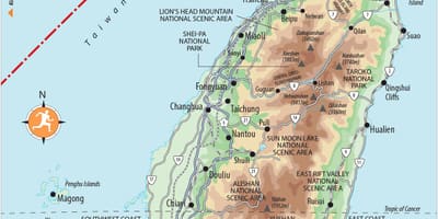 Mappa di Taiwan di visite turistiche